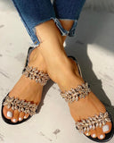 New Women Crystal Slippers Summer Fashion Rhinestone Petal Women's Sandals