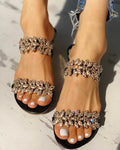 New Women Crystal Slippers Summer Fashion Rhinestone Petal Women's Sandals