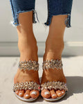 New Women Crystal Slippers Summer Fashion Rhinestone Petal Women's Sandals