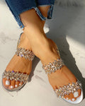 New Women Crystal Slippers Summer Fashion Rhinestone Petal Women's Sandals