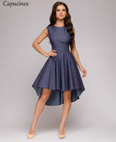Capucines Ladies Short Before Swallow Tail Dresses Women Sleeveless O-Neck Summer Dress Vintage Printing Party Dress Female