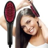 Ceramic Hair Straightener Brush Fast Straightening hair Electric Comb Flat Iron LCD Display Digital Heating hair Brush Gift 906