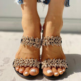 New Women Crystal Slippers Summer Fashion Rhinestone Petal Women's Sandals