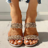 New Women Crystal Slippers Summer Fashion Rhinestone Petal Women's Sandals