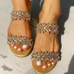 New Women Crystal Slippers Summer Fashion Rhinestone Petal Women's Sandals