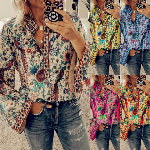 Chiffon Tops Women Blouses Spring Casual Ruffles Button Vintage Elegant Plus Sizes Big Large Befree Boho Full Long Sleeve Shirts