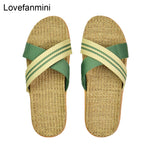 Natural linen slippers summer home indoor sandals men's women's unisex spring and autumn couples landing guests flax Non-slip525