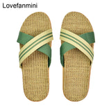 Natural linen slippers summer home indoor sandals men's women's unisex spring and autumn couples landing guests flax Non-slip525