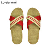 Natural linen slippers summer home indoor sandals men's women's unisex spring and autumn couples landing guests flax Non-slip525