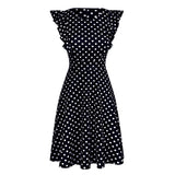 Sleeper #401 2019 NEW FASHION Women Vintage Dot Printed Ruffle Sleeveless Casual Cocktail Party Dresses casual hot Free Shipping