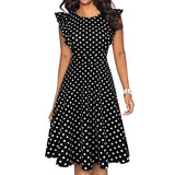 Sleeper #401 2019 NEW FASHION Women Vintage Dot Printed Ruffle Sleeveless Casual Cocktail Party Dresses casual hot Free Shipping