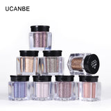 UCANBE 8 Colors Glitter Eye Shadow Loose Powder Diamond Shine Eyeshadow Pigment Sparkle Beauty Holographic Makeup Metallic Nude