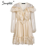 Simplee Sexy neck ruffle women dress