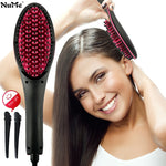 Ceramic Hair Straightener Brush Fast Straightening hair Electric Comb Flat Iron LCD Display Digital Heating hair Brush Gift 906