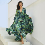 Women Boho Chiffon Long Dress Floral Evening Party Summer Beach Sundress V-neck Elegant Casual Dresses Vestido Plus Size 3XL