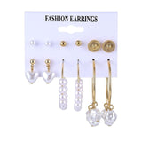 FNIO Women's Earrings Set Pearl Earrings For Women Bohemian Fashion Jewelry 2020 Geometric Crystal Heart Stud Earrings