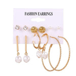 FNIO Women's Earrings Set Pearl Earrings For Women Bohemian Fashion Jewelry 2020 Geometric Crystal Heart Stud Earrings