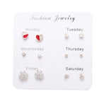 FNIO Women's Earrings Set Pearl Earrings For Women Bohemian Fashion Jewelry 2020 Geometric Crystal Heart Stud Earrings