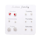 FNIO Women's Earrings Set Pearl Earrings For Women Bohemian Fashion Jewelry 2020 Geometric Crystal Heart Stud Earrings