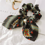 NEW Fashionable Bow Ponytail Hairband Girl's Elastic Hairband Flower Print Hair Accessories Women's Hairband Ribbon Headdress