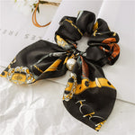 NEW Fashionable Bow Ponytail Hairband Girl's Elastic Hairband Flower Print Hair Accessories Women's Hairband Ribbon Headdress