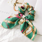 NEW Fashionable Bow Ponytail Hairband Girl's Elastic Hairband Flower Print Hair Accessories Women's Hairband Ribbon Headdress