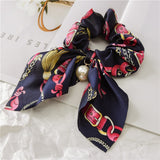 NEW Fashionable Bow Ponytail Hairband Girl's Elastic Hairband Flower Print Hair Accessories Women's Hairband Ribbon Headdress