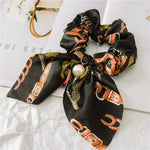 NEW Fashionable Bow Ponytail Hairband Girl's Elastic Hairband Flower Print Hair Accessories Women's Hairband Ribbon Headdress