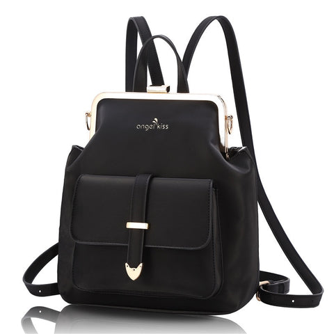 2020 New Arrival Angel Kiss Brand Women Small Backpack in High Quality Waterproof Thick Nylon with Gold Color Frame