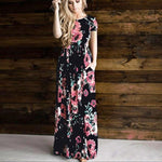 Jocoo Jolee Women Summer Short Sleeve Boho Floral Print Long Dress Casual Maxi Dress Elegant Evening Party Dress Plus Size 3XL