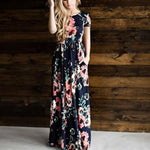 Jocoo Jolee Women Summer Short Sleeve Boho Floral Print Long Dress Casual Maxi Dress Elegant Evening Party Dress Plus Size 3XL