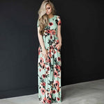 Jocoo Jolee Women Summer Short Sleeve Boho Floral Print Long Dress Casual Maxi Dress Elegant Evening Party Dress Plus Size 3XL