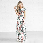 Jocoo Jolee Women Summer Short Sleeve Boho Floral Print Long Dress Casual Maxi Dress Elegant Evening Party Dress Plus Size 3XL