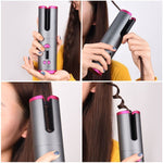 Cordless Automatic Hair Curler iron wireless Curling Iron USB Rechargeable Air Curler for Curls Waves LCD Display Ceramic Curly