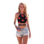 Anime NARUTO Vest Akatsuki Cosplay Costume Print Crop Top Uchiha Itachi Navel Bare Vest Stylish Ladies Lace-up Camisole Tops