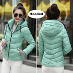 KMVEXO Hooded Women Winter Jacket Short Cotton Padded Womens Coat Autumn Casaco Feminino Inverno Solid Color Parka Stand Collar