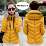 KMVEXO Hooded Women Winter Jacket Short Cotton Padded Womens Coat Autumn Casaco Feminino Inverno Solid Color Parka Stand Collar