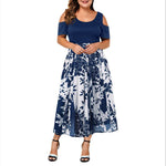 ICCLEK 2020 S-7XL  Plus Size Dresses Evening Party Summer Maxi Women Dress Large Ladies Short Sleeve Floral Printed Elegant Gift