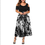 ICCLEK 2020 S-7XL  Plus Size Dresses Evening Party Summer Maxi Women Dress Large Ladies Short Sleeve Floral Printed Elegant Gift