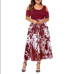 ICCLEK 2020 S-7XL  Plus Size Dresses Evening Party Summer Maxi Women Dress Large Ladies Short Sleeve Floral Printed Elegant Gift