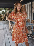 Summer Plus Size Shot Sleeve Midi Dress Women Dot Print Casual Elegant Sundress Evening Party Beach Pleated Dresses Tunic Robe