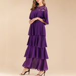 sweet women purple layered dress summer short half sleeve plus size long evening party dresses female casual tiered maxi vestido