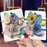 New Women Girls Knitting Wool Two Flowers Simple Elastic Hair Bands Cute Rubber Band Scrunchie Headband Fashion Hair Accessories