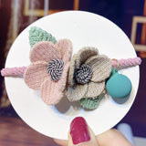 New Women Girls Knitting Wool Two Flowers Simple Elastic Hair Bands Cute Rubber Band Scrunchie Headband Fashion Hair Accessories