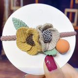 New Women Girls Knitting Wool Two Flowers Simple Elastic Hair Bands Cute Rubber Band Scrunchie Headband Fashion Hair Accessories