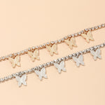 Fashion gold and Silver Butterfly Pendant Necklace women's shining crystal clavicle chain fashion new design jewelry party gift