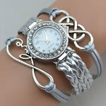 Wrist Watches Infinity Love Suede Fabric Rhinestone Round Ladies Bracelet Watch