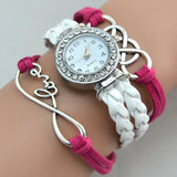 Wrist Watches Infinity Love Suede Fabric Rhinestone Round Ladies Bracelet Watch