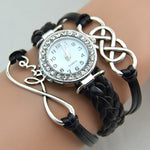 Wrist Watches Infinity Love Suede Fabric Rhinestone Round Ladies Bracelet Watch