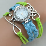 Wrist Watches Infinity Love Suede Fabric Rhinestone Round Ladies Bracelet Watch